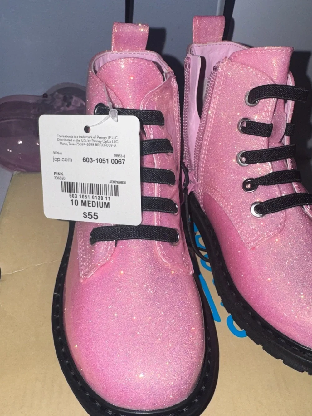 Sparkle Pink Kids Lace-Up Glitter Boots